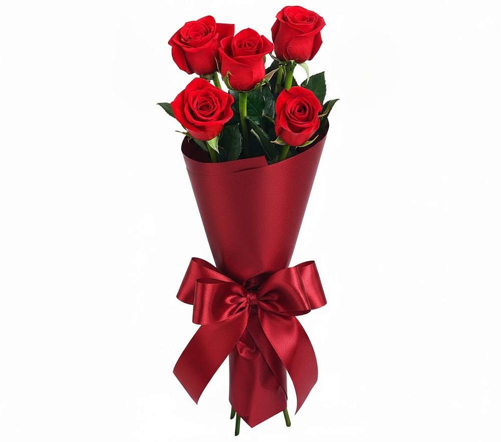 Букет 5 Красных роз Эдлесс Лав в Хакуринохабль