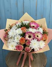 Букет цветов из:  Розы, Герберы и Хризантемы #REPLACE_PRED# Хакуринохабль
