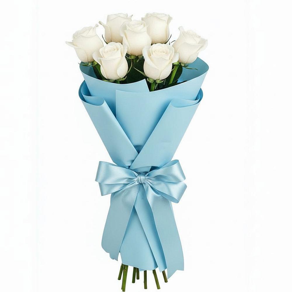 Букет 7 белых роз Проуд в Хакуринохабль