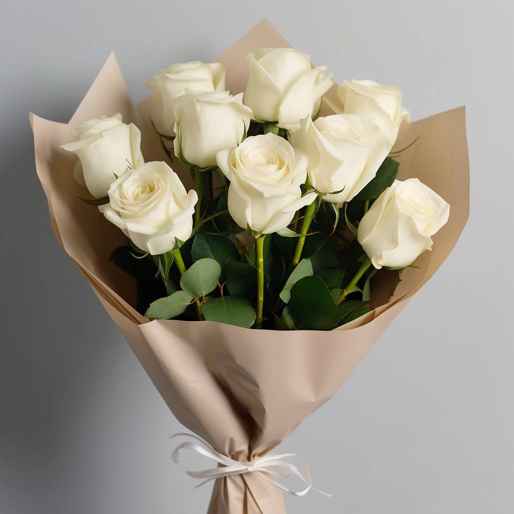 Букет 9 Белых роз Эдлесс Лав в Хакуринохабль