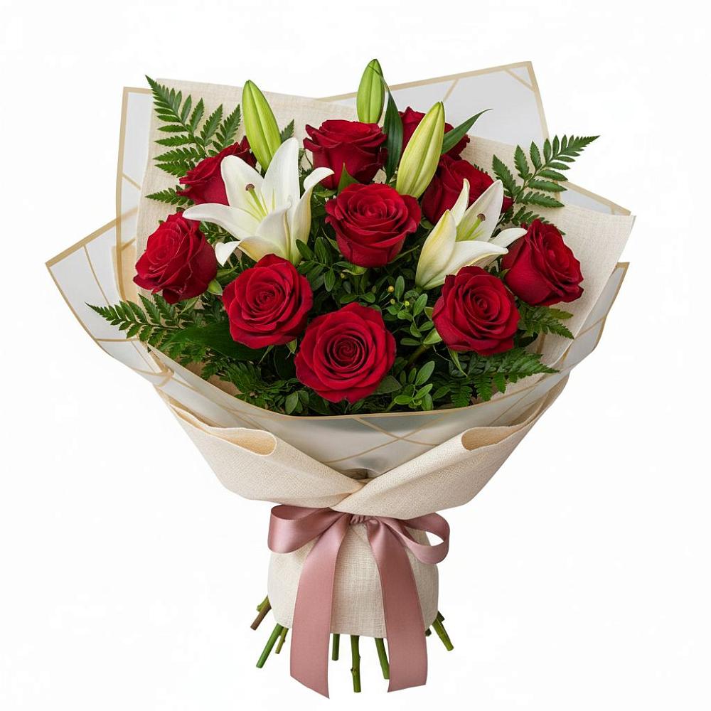 Букет цветов из: Лилии и Розы в Хакуринохабль