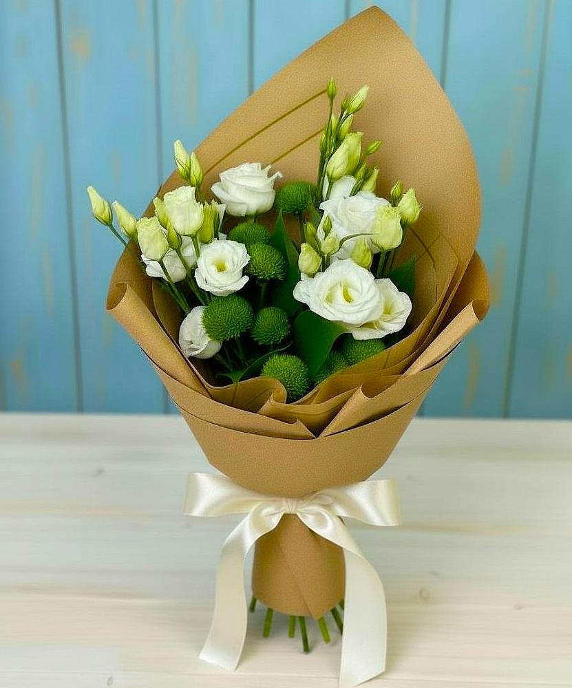 Букет цветов из: Хризантемы и Лизиантусы в Хакуринохабль