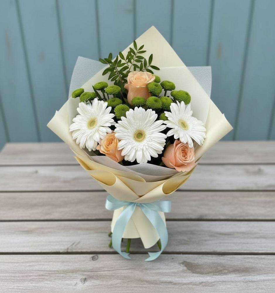 Букет цветов из: Герберы, Розы и Хризантемы в Хакуринохабль