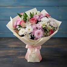 Букет цветов из:  Хризантемы, Альстромерии и Розы в Хакуринохабль