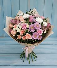 Букет цветов из:  Хризантемы, Розы и Альстромерии #REPLACE_PRED# Хакуринохабль